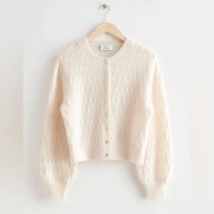 & Other Stories Heart Button Wool Blend Knit Cardigan Small